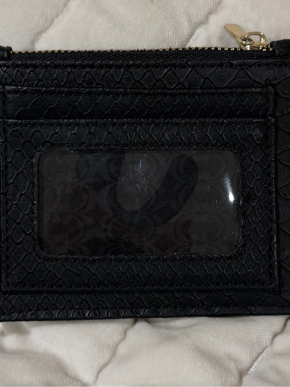 Maurices Black Textured ID Card Wallet with Gold-Tone Zip